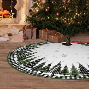Christmas Tree Skirt Buffalo Plaid Xmas Tree Skirts Mat Rustic Vintage